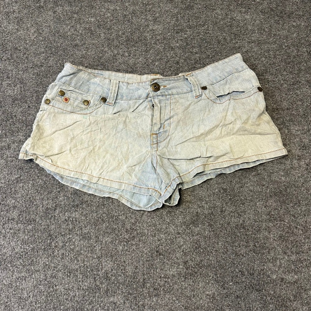 Paris Blues Denim Shorts Womens Size 13 Light Wash Ramie Low Rise Y2K Boho